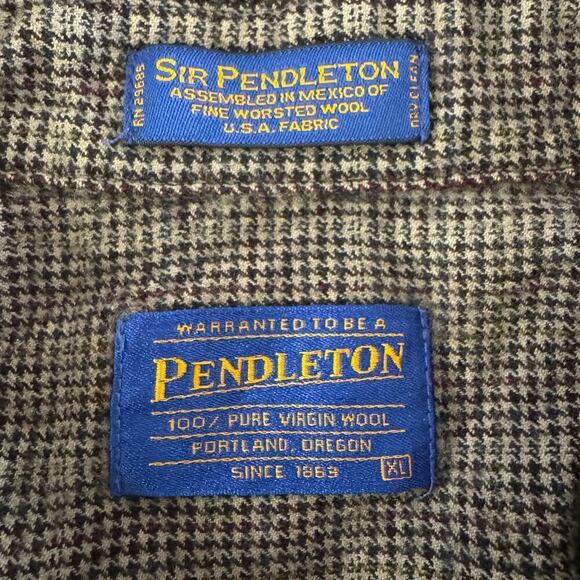 Vintage Sir Pendleton Worsted Wool Plaid Men’s Button Down Shirt XL - Picture 5 of 6
